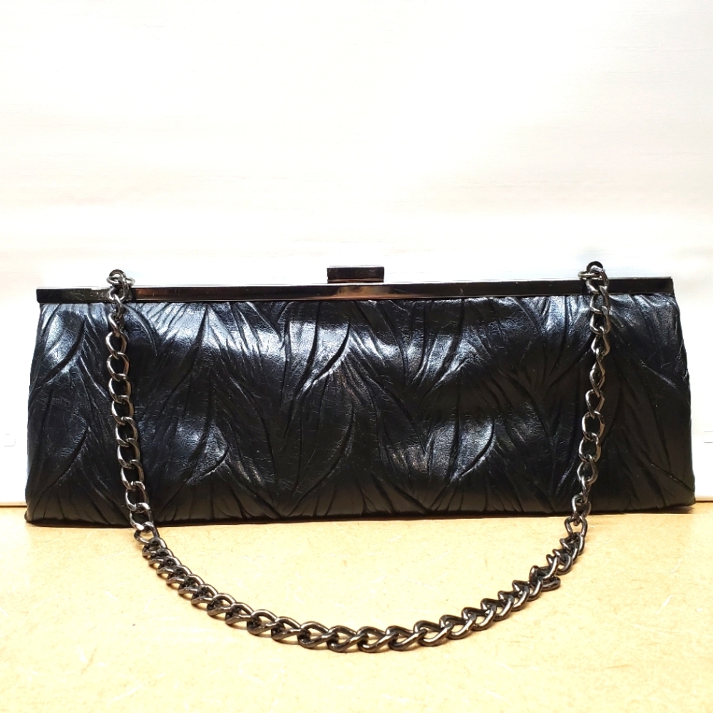 Black Leather Clutch Purse